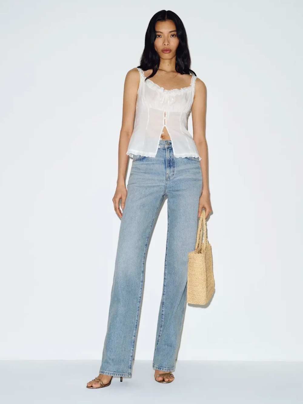 Reformation || Val 90s Mid Rise Straight Jeans Allen Wash Blue 28 NWT